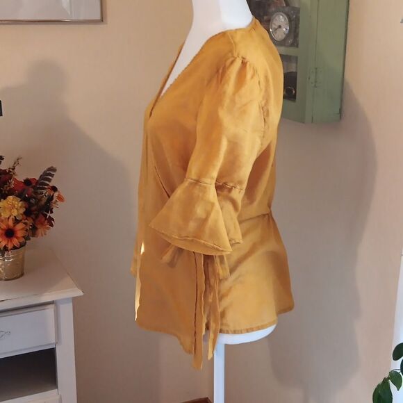 Old Navy Wrap Front Linen Blend Top - Picture 6 of 12